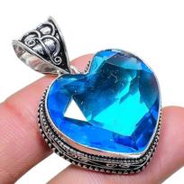 London Blue Topaz Gemstone Handmade 925 Sterling Silver Jewelry Pendant 2.17  AH-789 2.2 mėlyna