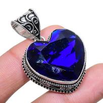 London Blue Topaz Gemstone Handmade 925 Sterling Silver Jewelry Pendant 2.17  AH-795 2.2 mėlyna