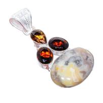 Laguna Lace Agate, Smokey Gemstone 925 Sterling Silver Jewelry Pendant 2.0   AH-3319 2.17 mėlyna