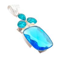 Swiss Blue Topaz Gemstone Handmade 925 Sterling Silver Jewelry Pendant 2.56  AH-5279 2.17 mėlyna