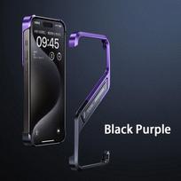 Metalinis nematomas laikiklis telefono dėklas, skirtas iPhone 14 15 Pro Max S Type Aliuminis be ratlankio telefono dangtelis, šilumos išsklaidymo kickstand apvalkalas For Iphone 15 black