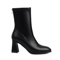 Krazing Pot PU Autumn Winter Shoes Strange Style Heels Super Size Beauty Boots Pointed Toe Keep Warm Zipper Size 48 Ankle Boots 34 juoda
