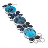 Blue Shell, Topaz Gemstone Handmade 925 Sterling Silver Bracelet 7-8  q0L79