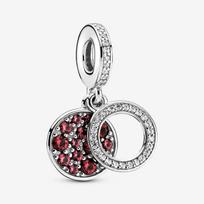 925 Sterling Silver Beads Sparkling Pav éDouble Circle Pendant Charm For Original Fashion Bracelet Women Jewelry Diy Gift