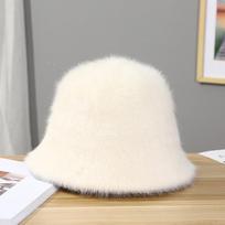 Rudens Žiemos Didelio Galvos Apimties Triušio Kailio Kibiro Formos Megzta Kepurė Moteriškos Korėjietiškos Aksominės Baseino Kepurės Šiltos Kepurės white
