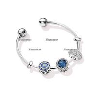 925 Sterling Silver Sparkling Pave Wheel With Full Crystal Spacer Beaded Bracelet For Women Wedding Gift Fashion Jewelry Pan 19cm