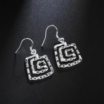 Kvadratiniai Apskritimo 925 Sterlingų Sidabro Auskarai Elegantiški Papuošalai Damai Moterims Merginoms Mada Vakarėliui Vestuvėms Dovanos black