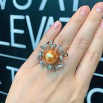 Australijos fritillary Pearl moteriškas žiedas, reguliuojama žiedinė ranka Opening adjustable gray