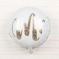 1pcs 18inch Round White Gold Glitter Print Mr&Mrs LOVE Foil Balloons Bride To Be Marriage Wedding Decor Valentine's Day Supplies 18inch
