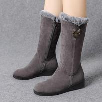 Women's Winter Snow Boots Fashionable Fleece Warm Mid-calf Boots Low Heels Winter Boots 35 pilka spalva