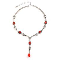 Goth Bat Water Drop Crystal Chain Necklace for Women Vintage Geometric Choker Y2K Halloween Jewelry Accessories black