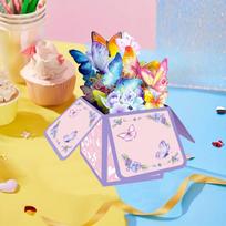 Kūrybingas rankų darbo mokytojo dienos 3D sveikinimo atvirukas su gimtadienio palaiminimais mokiniams. s664 butterfly 3D birthday card