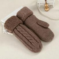 Women Fashion Knit Twist Flowers Mittens Winter Female Wool Plus Cashmere Velvet Thickening Warm Full Finger Gloves One Size