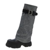 Plokščiapadžiai Moteriški Vidurio Blauzdos Čelsio Batai Mada Platforminiai Kaubojiški Batai Nauji Žieminiai Dizainerio Motociklininko Batai Tendencija Femme Zapatos 35