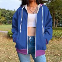 Zip Up Hoodie Women Long Sleeve Oversized Sweatshirts for Women Jacket with Pockets Fall Fashion Clothes L mėlyna