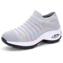 Outdoor Spring Travel Large Size Women's Shoes Air Cushion Sports Shoes Socks Foot Shoes Mother Shoes 35 gray