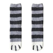 Plush Winter Funny Cute Style Animal Cat Paw Cartoon Pattern Women Cotton Socks Super Soft For Female House Sleeping Floor Sox 1-Pair beige