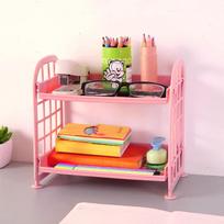 Double Table Top Shelf Cosmetic Storage Rack Kitchen Storage Rack One Size rožinė