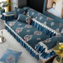 Four Seasons Chenille fotelio pagalvėlė didelės gėlės Neslystančios pagalvėlės sofos rinkinys žalios spalvos didelis sijono apvadas 18 cm nėriniuotas sofos rankšluostis 35x70cm 3edge 18cm