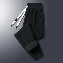 Vyriškos velvetinės kelnės su papildomu aksomu, tiesaus kirpimo, atsparios raukšlėms, sportiškos, kasdienės, šiltos ir ilgos kelnės 8XL black