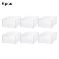 Skaidrus batų dėžės rinkinys Sulankstomas laikymo plastikinis permatomas durų namų spinta Organizatorius Dėklas lentynų krūva Didmeninė prekyba 6PCS Size:S