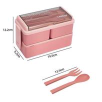Portable Bento Box, 2-layers 1400ML Sealed Insulated Microwaveable Lunch Box, Food Storage Tableware Outdoor Home Kitchen mėlyna
