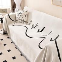 Bohemia Sofa Blanket with Tassel Chenille Fabric Anti-cat Scratch Sofa Slipcovers Universal Armchair Blanket Picnic Mat 180x130cm white