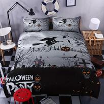 Halloween Theme Duvet Cover Set Funny Witch Skull Pumpkin Print Bedding Set Soft Breathable Duvet Cover For Bedroom Decor 135X200cm
