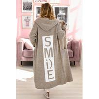 Women's Autumn and Winter Knitted Lazy Loose Casual Medium-length Jacket S chaki