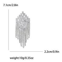 Fashion Alloy Full Diamond Rhombus Grab Chain Tassel Brooch Exquisite Versatile Women'S Clothing Corsage Jewelry Pin white