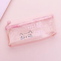 Mielas Kawaii Pink Cat pieštukų dėklas Kanceliarinės prekės Dovanų Didelis Pieštuko Krepšys Skaidrus Rašiklio krepšys Mokykliniai reikmenys Įrankiai tamsiai rausva spalva