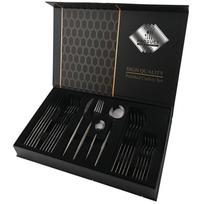 24pcs Luxury  Rose Gold Dinnerware Set Knife Fork Spoon Cutlery Set with Gift Box Stainless Steel Tableware Set Kitchen Flatware Dishwasher Safe 24pcs with box
