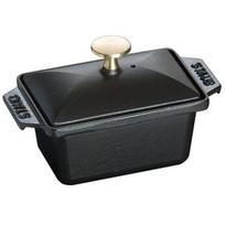 Cast Iron Terrine - STAUB - Rectangular 15x11cm - Black - Aroma Preservation - Compatible with All Heat Sources juoda