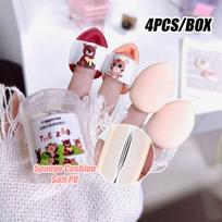 4Pcs/Box Finger Air Cushion Sponge Powder Puff Cute Animals Pattern Mini Finger Puff Face Concealer Foundation Pad Makeup Tool 4PC įvairiaspalvis