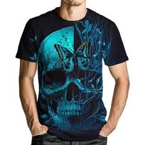 Men's Skull Graphic Tshirt 3D Print Skeleton Shirt for Men Funny Skull Tees Top S blue