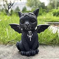 1 vnt juodos katės statula Paslaptinga miela katė ragana katė figūrėlė raganos dekoro stalo ornamentas rankomis piešta skulptūra Helovinui black