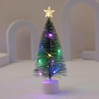New 5-1PC Mini Christmas Trees with Colorful LED Light Decor Tabletop Crafting DIY Christmas Gift Green Trees Winter Ornaments 8X17cm gray