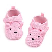 Baby Slippers Casual Baby Boy Girl Knit Crib Shoes Cartoon Soft Sole Anti-slip Prewalker Reptiles Toddler Baby Shoes 0-6m rožinė
