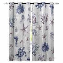 Marine Creatures Turtles Starfish Corals  Jellyfish Blackout Curtains For Living Room Bedroom Window Treatment Drapes Home Decor W135 x H60cm
