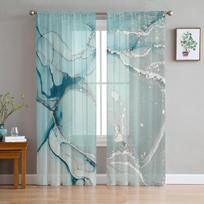 Marmuro tekstūros tiulio užuolaidos svetainei, miegamajam, virtuvei. Dekoratyvinės, permatomos šifono, plonos voile langų užuolaidos. 1 PCS W100XH250cm&Rod Pocket gray