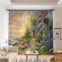 Van Gogh Harvest Oil Painting Style High Shading Curtain Art American Children's Curtain Bedroom Living Room Blackout Drape New W55 X H120cm X 2&HOOK