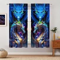Dragon Wild Wolf Tiger Animal Window Curtains Blinds For Living Room Kid's Bedroom Bathroom Kicthen Office Door Home Decor2Pcs W65X60H(cm)X2Pcs&Hook
