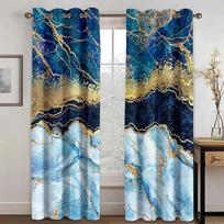 New Trendy Luxury Marble Pattern High Shading Curtain Bedroom Living Room Window Blackout Curtain New Pattern Multiple Colour W55 X H120cm X 2&HOOK