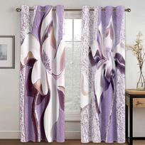 3D Print Purple Flower Thin Shading Curtain, Living Room, Bedroom, Home Decor Hook, Cheap, Free Shipping, 2 Pieces 50W160H(CM)x2Panel&Hook