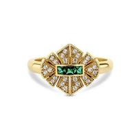 Accessories, Lace Niche Ladies Ring, Green Diamond Hollow Court Medieval Accessories No. 6 beige