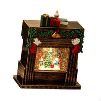 Christmas Music Snow Globe Box Ornament Desktop Statue with Swirling Golden snowman