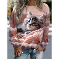 Sleeping Cat 3d Print O-Neck T-shirt Women Fashion Cute Graphic Tshirt Women Sweats Outwear Coat Sportwear Clothes Sudadera Lady S