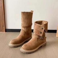 Madingi Retro Platforminiai Vakarų Kaubojiški Batai Moterims Sagtis Dizainerio Rudens Žiemos Moteriški Batai Karvės Suede Madingi Laisvalaikio Batai Moteriški 35