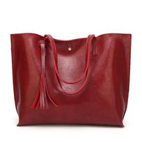 New All Matching Fashionable Handbags Simple Oil Wax Leather Casual Women's Shoulder Bags Large Capacity Tote Bags
