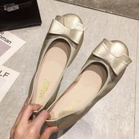 Fashion Women Foldable Soft Round Toe Ballet Flats Butterfly Knot Sweet Comfortable Slip on Flat Ballerinas Shoes Woman PU Leather 34 auksas